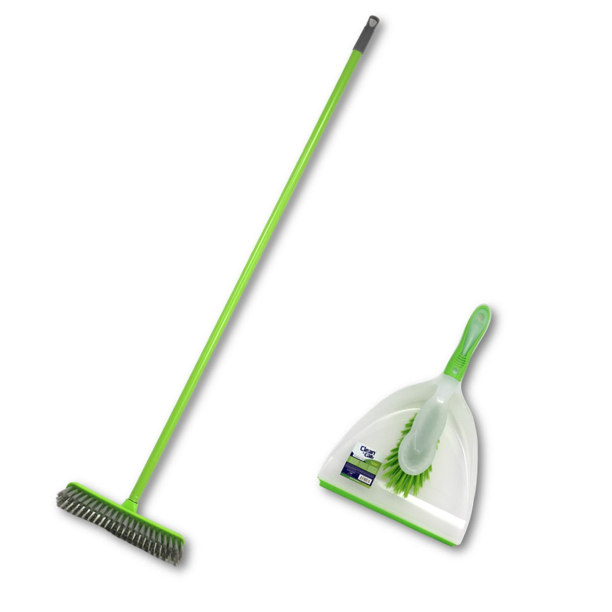 Clean & Care Indoor Broom and Dustpan with Brush for Cleaning Home Kitchen Strong Handle Stiff Bristles Multipurpose use Office clean (Assorted)