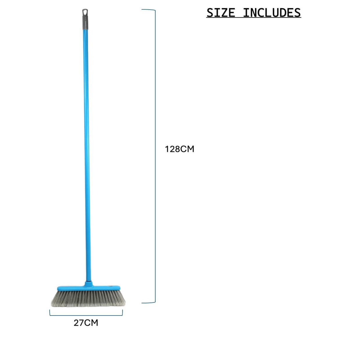 Clean & Care Indoor Broom with Iron Stick Durable Stiff Bristle Best to Clean for Home Kitchen Office (Assorted)