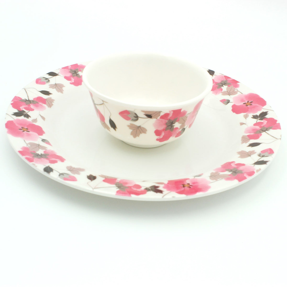 Melrich Melamine Dinnerware Set Dinner set Durable and Long Lasting Dishwasher safe, Light Weight, Dinner Plates Bowls - Rose