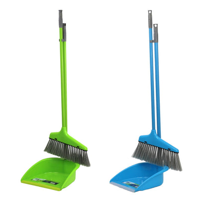 Clean & Care Dustpan with Broom Set Long Handle Household Cleaning tools Home Kitchen Stand up broom Sweeping Floor (ASSORTED)