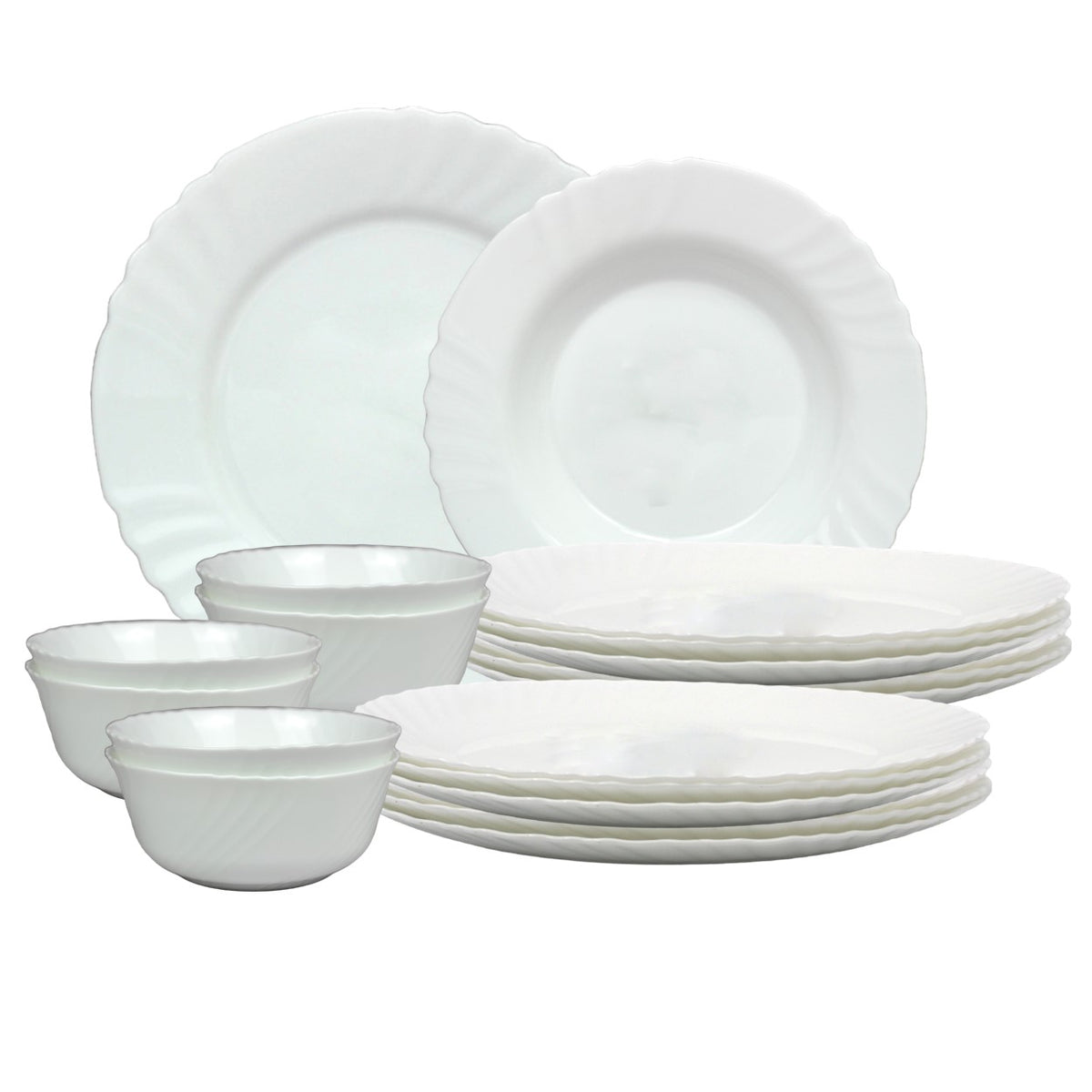 Melrich 12 Pcs Oplaware Dinner Set 4 Dinner Plate 4 Dessert Plate 4 Bowl Dishwasher Microwave Safe Heat Scratch Resistance Easy to Clean BPA Free