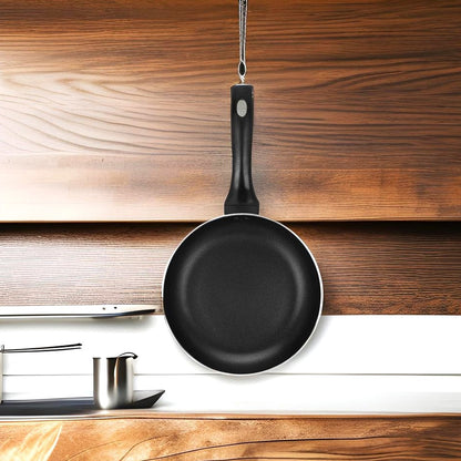 Auroware Long lasting Non-Stick Round Fry Pan Black, Aluminum Durable Three Layer Coating, Induction Cook Bottom, Strong Handle