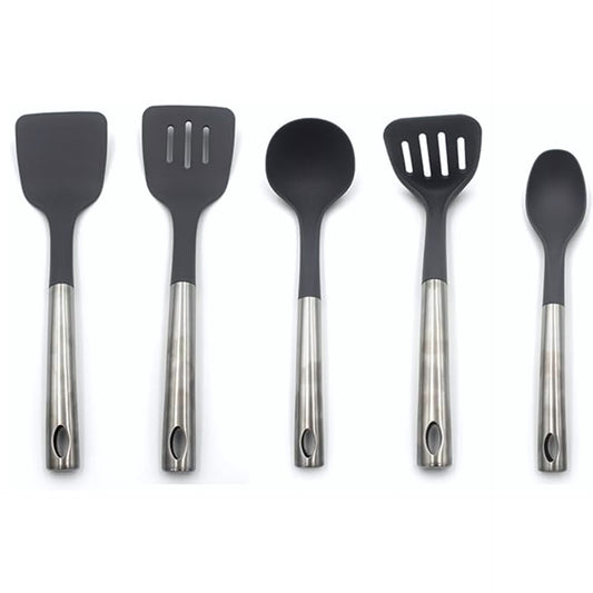 Auroware Kitchen Utensil Heat Resistant Slotted spoon, Sloted Turner, Solid Spoon, Solid Turner, Egg whisk. Soup Ladle Non stick and Non toxic
