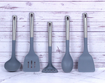 Auroware Kitchen Utensil Heat Resistant Slotted spoon, Sloted Turner, Solid Spoon, Solid Turner, Egg whisk. Soup Ladle Non stick and Non toxic