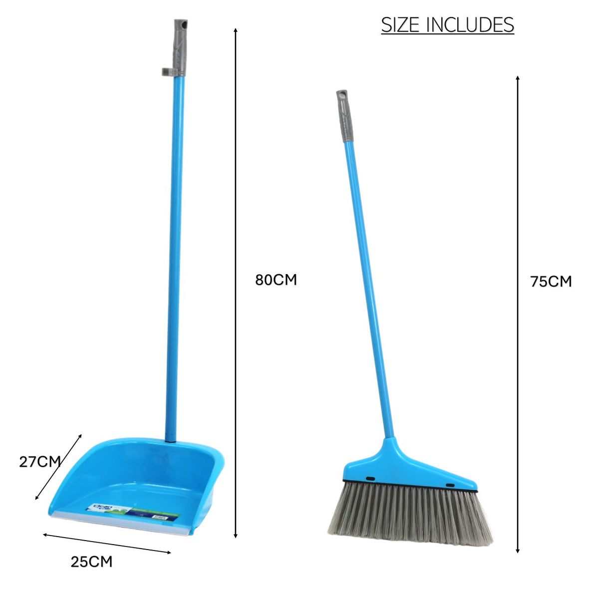 Clean & Care Dustpan with Broom Set Long Handle Household Cleaning tools Home Kitchen Stand up broom Sweeping Floor (ASSORTED)