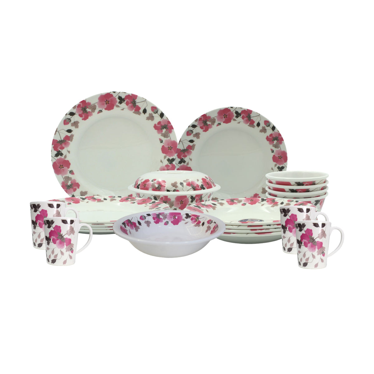 Melrich Melamine Dinnerware Set Dinner set Durable and Long Lasting Dishwasher safe, Light Weight, Dinner Plates Bowls - Rose