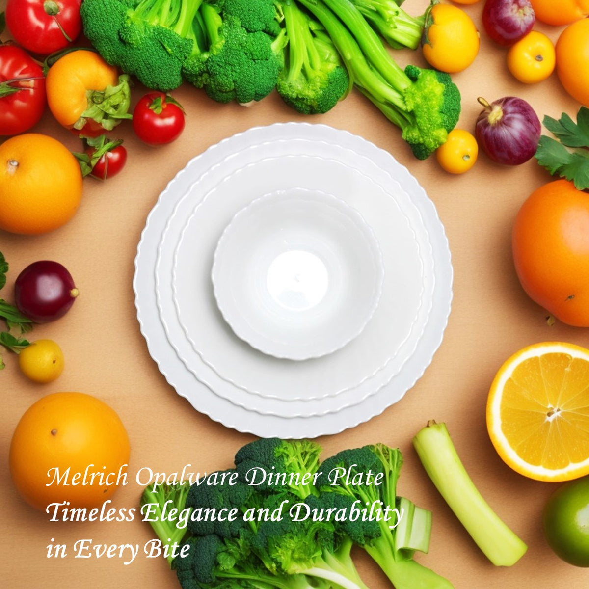 Melrich 38 Piece Opalware Dinner Set 8 Dinner Plate, 8 Dessert Plate, 8 Soup Plate, 8 Bowl, 2 Serving Plate, 2 Serving Bowl, 2 Medium Bowl Microwave Safe Scratch Resistance