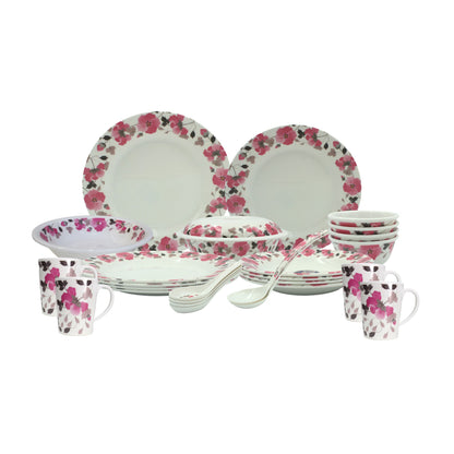 Melrich Melamine Dinnerware Set Dinner set Durable and Long Lasting Dishwasher safe, Light Weight, Dinner Plates Bowls - Rose