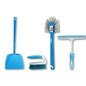Clean & Care Cleaning Set Toilet Brush, Scrubbing Brush, Dish Brush and Wiper Squeezee Bathroom Floor Cleaning