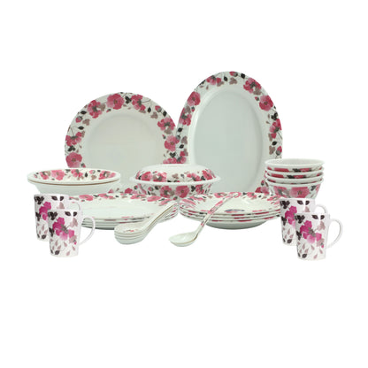 Melrich Melamine Dinnerware Set Dinner set Durable and Long Lasting Dishwasher safe, Light Weight, Dinner Plates Bowls - Rose