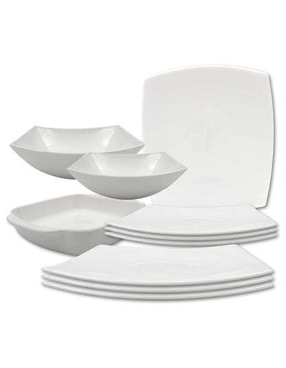 Danny home Opalware Portable 10 Pcs Dinnerware set Dinner plate, Soup plate, Salad bowl, Serving bowl, Serving Plate, Grill Tray Eco-friendly Safe to use, Dishwasher safe