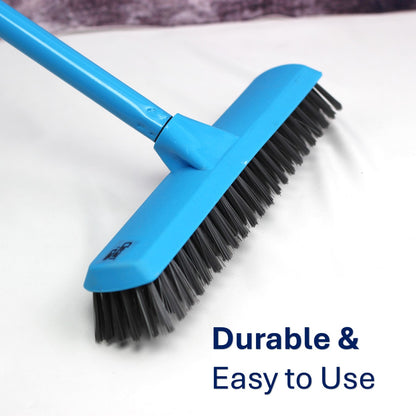 Clean & Care Indoor Broom and Dustpan with Brush for Cleaning Home Kitchen Strong Handle Stiff Bristles Multipurpose use Office clean (Assorted)