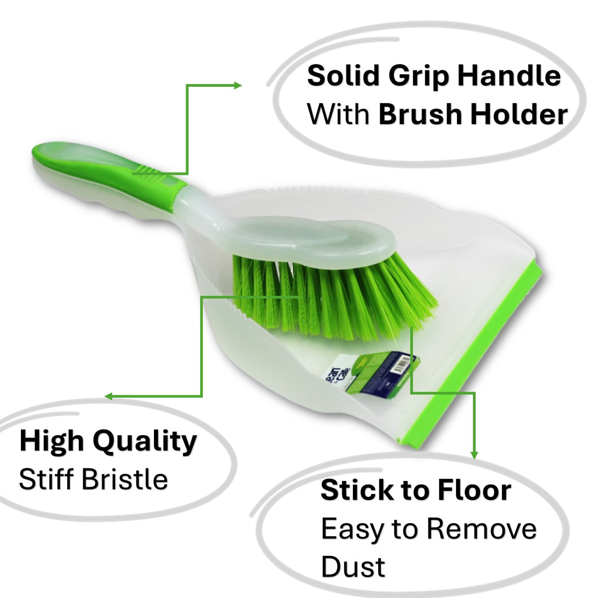 Clean & Care Indoor Broom and Dustpan with Brush for Cleaning Home Kitchen Strong Handle Stiff Bristles Multipurpose use Office clean (Assorted)