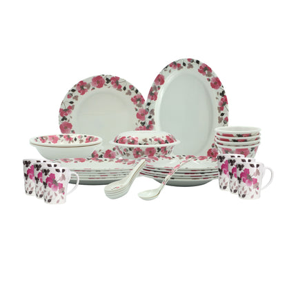Melrich Melamine Dinnerware Set Dinner set Durable and Long Lasting Dishwasher safe, Light Weight, Dinner Plates Bowls - Rose