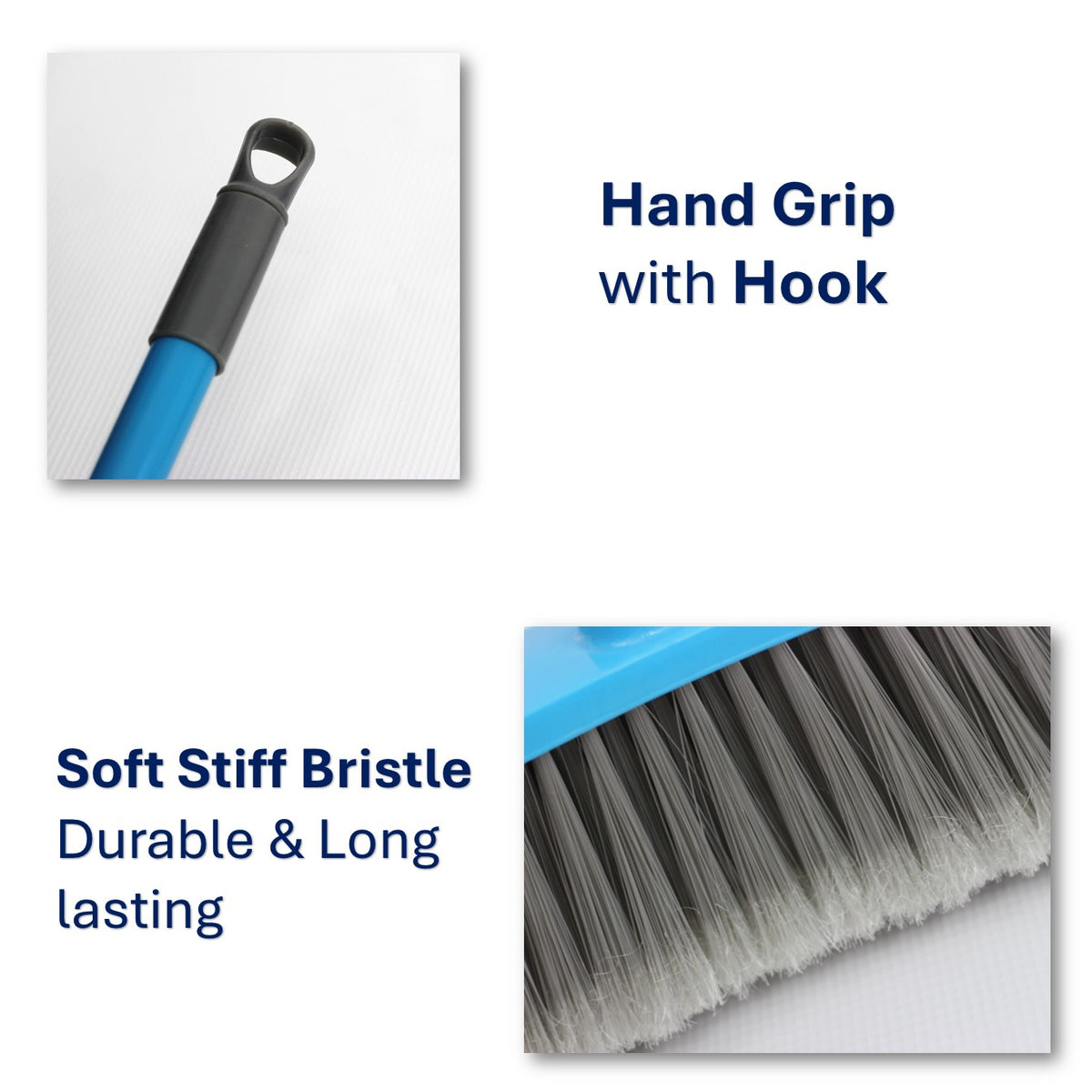 Clean &amp; Care Cleaning Set Combo Indoor Broom Spinning Mop with Iron Stick Long Handle Styiff Bristles Office Home Kitchen (Assorted)