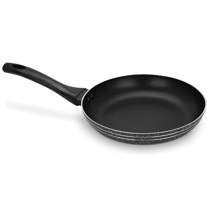 Auroware Long lasting Non-Stick Round Fry Pan Black, Aluminum Durable Three Layer Coating, Induction Cook Bottom, Strong Handle