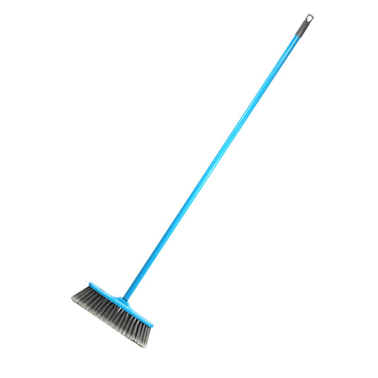 Clean & Care Indoor Broom with Iron Stick Durable Stiff Bristle Best to Clean for Home Kitchen Office (Assorted)