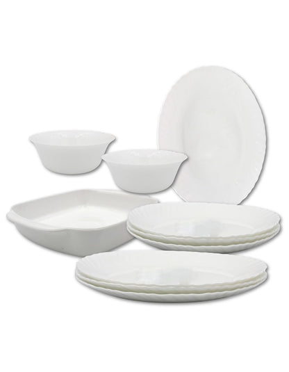 Danny home Opalware Portable 10 Pcs Dinnerware set Dinner plate, Soup plate, Salad bowl, Serving bowl, Serving Plate, Grill Tray Eco-friendly Safe to use, Dishwasher safe