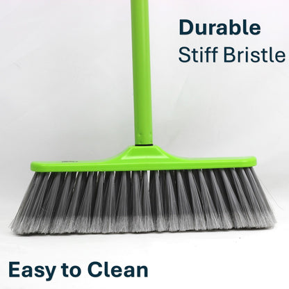 Clean & Care Indoor Broom with Iron Stick Durable Stiff Bristle Best to Clean for Home Kitchen Office (Assorted)