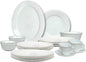 Melrich 38 Pcs Opal ware Dinner Set 6 Dinner Plate 6 Dessert Plate 6 Soup Plate 6 Bowls 6+6 Cup & Saucer 1 Oval Plate 1 Serving Bowl Dishwasher Microwave Safe