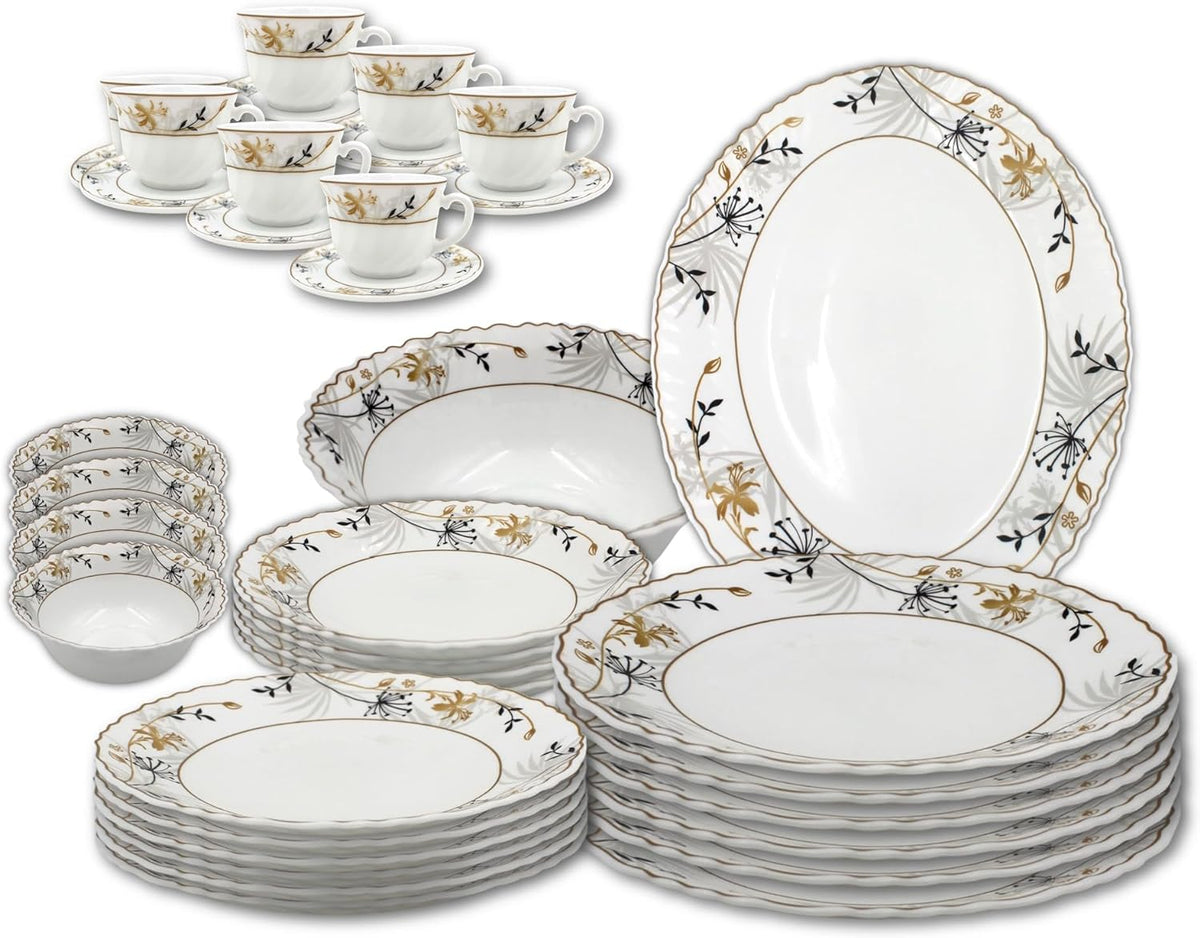 Danny home Opalware Dinnerware set Dishwasher Mirowave Freezer Safe, BPA-Free Break Scratch Heat Resistant Dinner Soup Dessert Serving Plates, Medium & Large Bowls