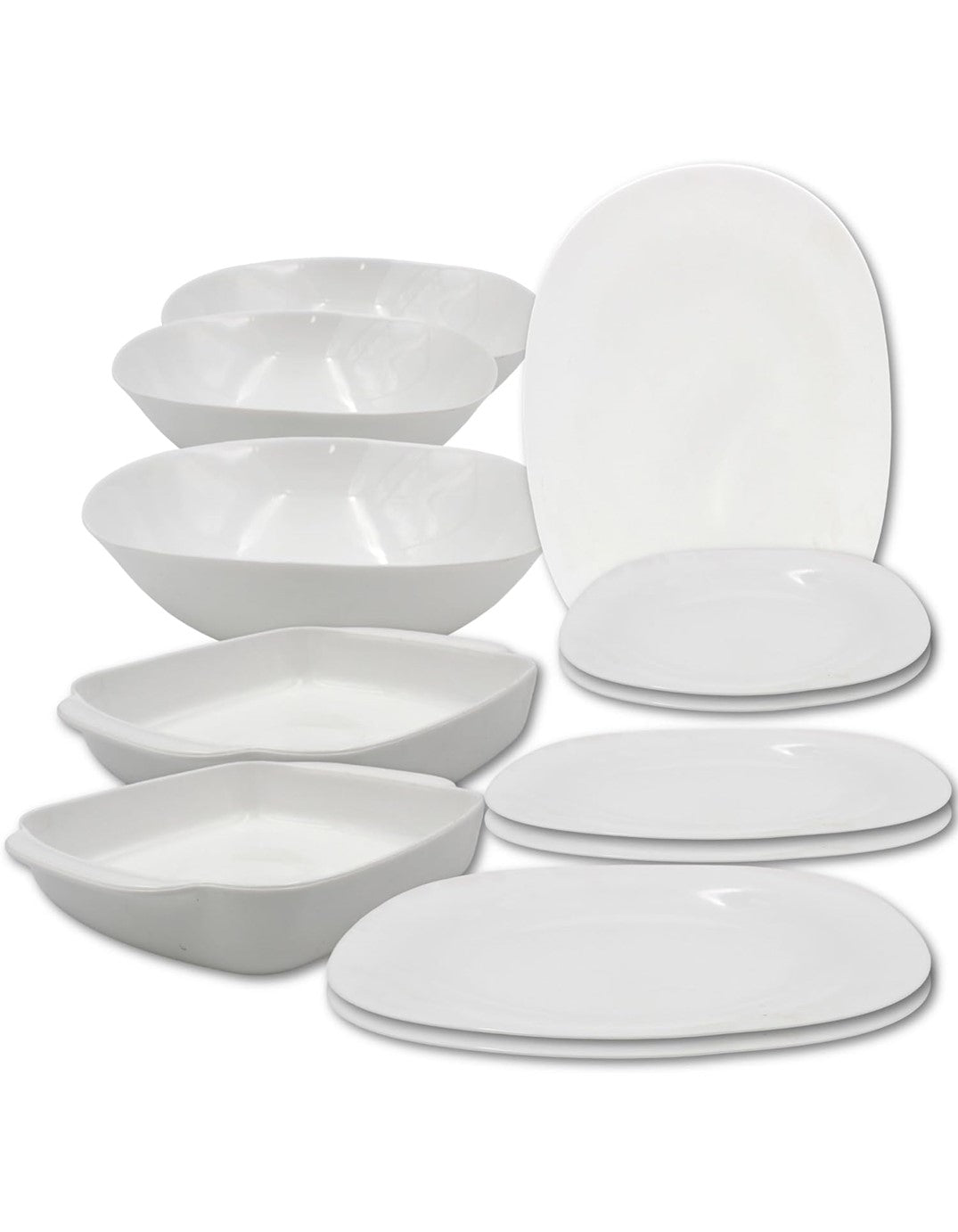 Danny home Opalware Portable 10 Pcs Dinnerware set Dinner plate, Soup plate, Salad bowl, Serving bowl, Serving Plate, Grill Tray Eco-friendly Safe to use, Dishwasher safe