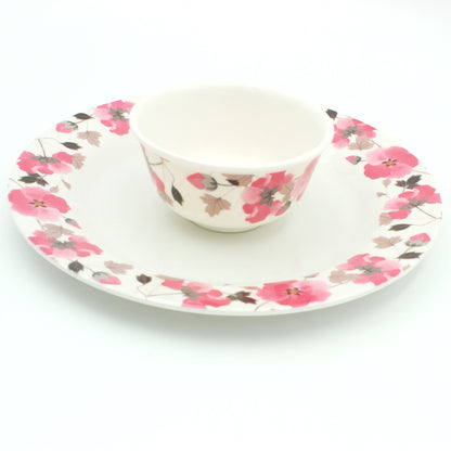 Melrich Melamine Dinnerware Set Dinner set Durable and Long Lasting Dishwasher safe, Light Weight, Dinner Plates Bowls - Rose