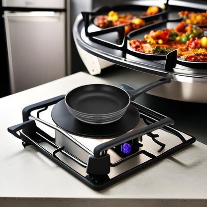 Auroware Long lasting Non-Stick Round Fry Pan Black, Aluminum Durable Three Layer Coating, Induction Cook Bottom, Strong Handle
