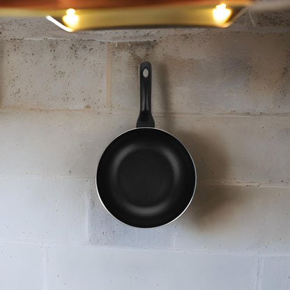 Auroware Non-Stick Aluminium Wok Pan with Lid Black Aluminium Marble Coting Side Three layer Non stick coating Strong Handle