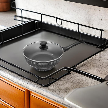 Auroware Non-Stick Aluminium Wok Pan with Lid Black Aluminium Marble Coting Side Three layer Non stick coating Strong Handle