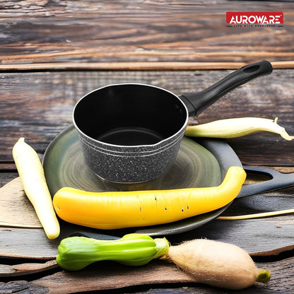 Auroware Non Stick 18 cm Milk Pan Tawa Black, Aluminum, Three Layer Coating, Strong and Durable Ideal for Milk, Tea, Coffee,