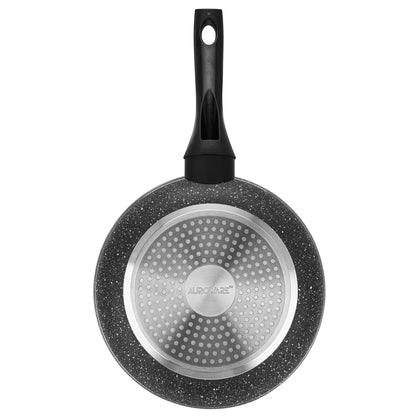 Auroware Long lasting Non-Stick Round Fry Pan Black, Aluminum Durable Three Layer Coating, Induction Cook Bottom, Strong Handle