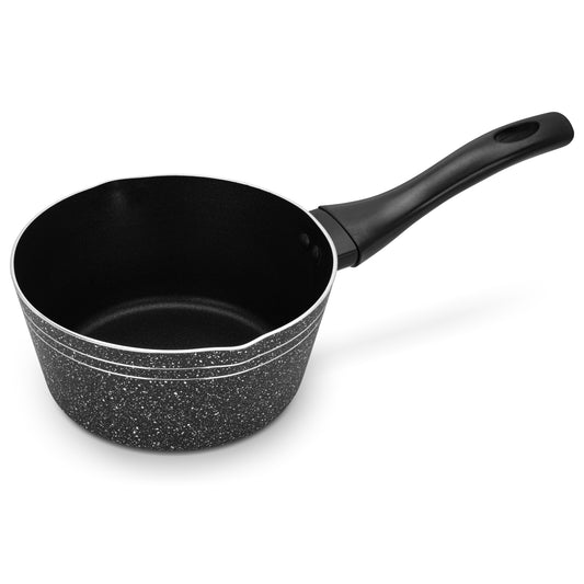 Auroware Non Stick 18 cm Milk Pan Tawa Black, Aluminum, Three Layer Coating, Strong and Durable Ideal for Milk, Tea, Coffee,